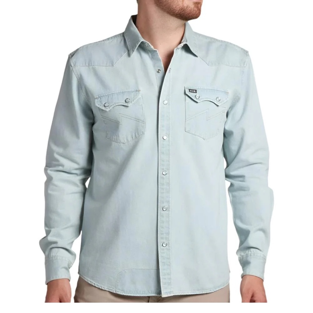 Howler Brothers Dust Up Denim Snap Shirt Size M